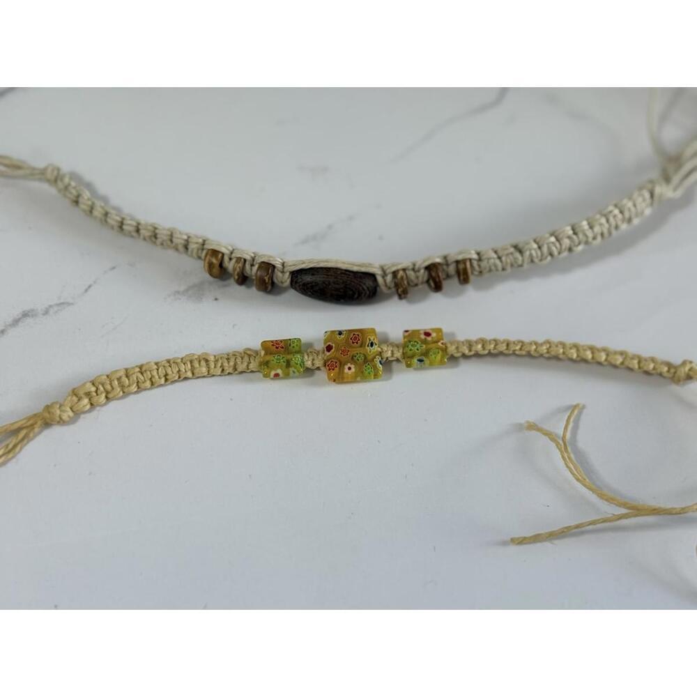 Y2K Handmade Macramé Bracelets – Boho Beaded Set